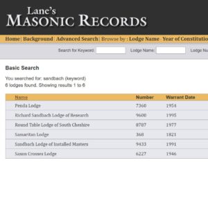 Lane's Masonic Records