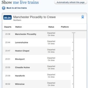 Sandbach Station train arrivals